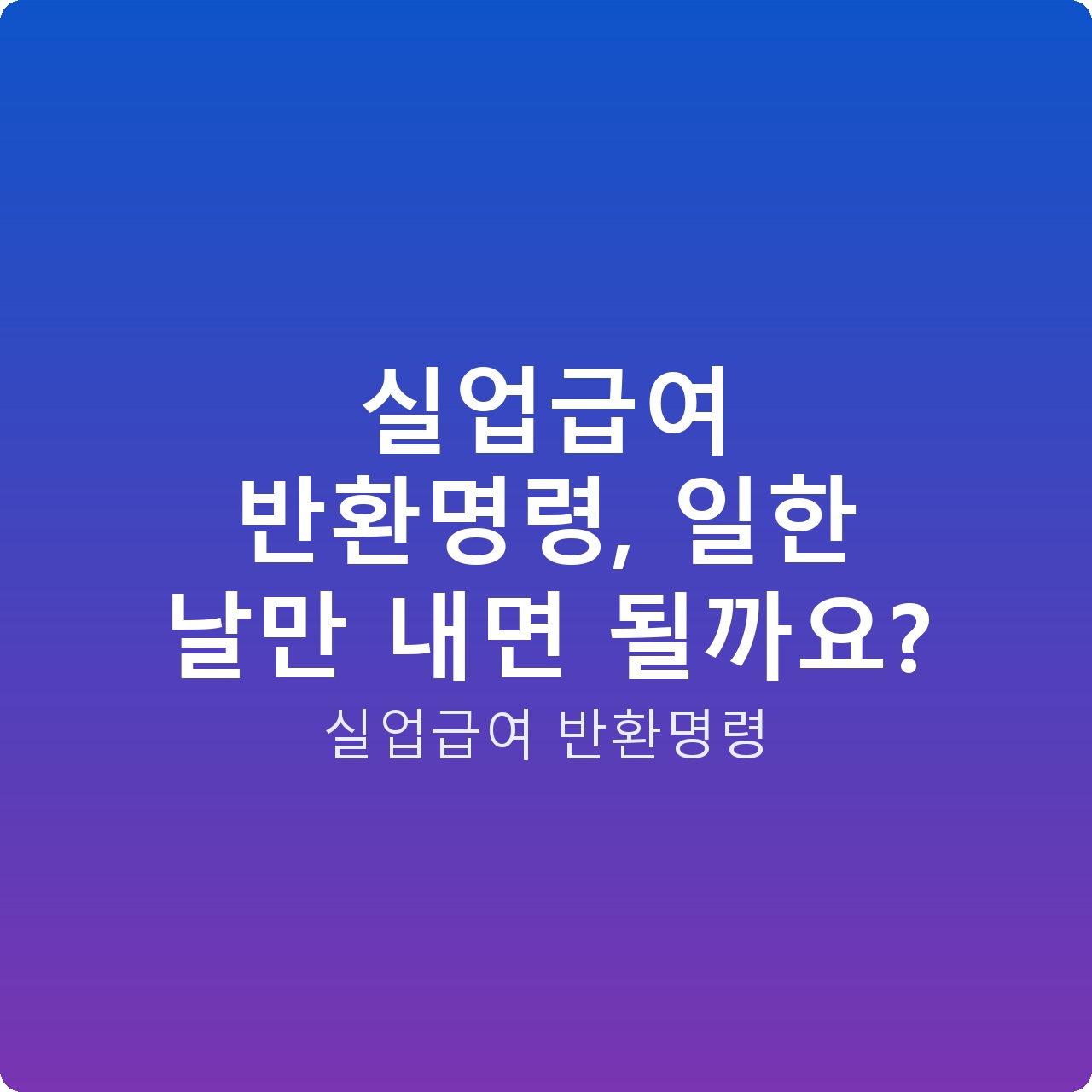 실업급여 반환명령, 일한 날만 내면 될까요?
