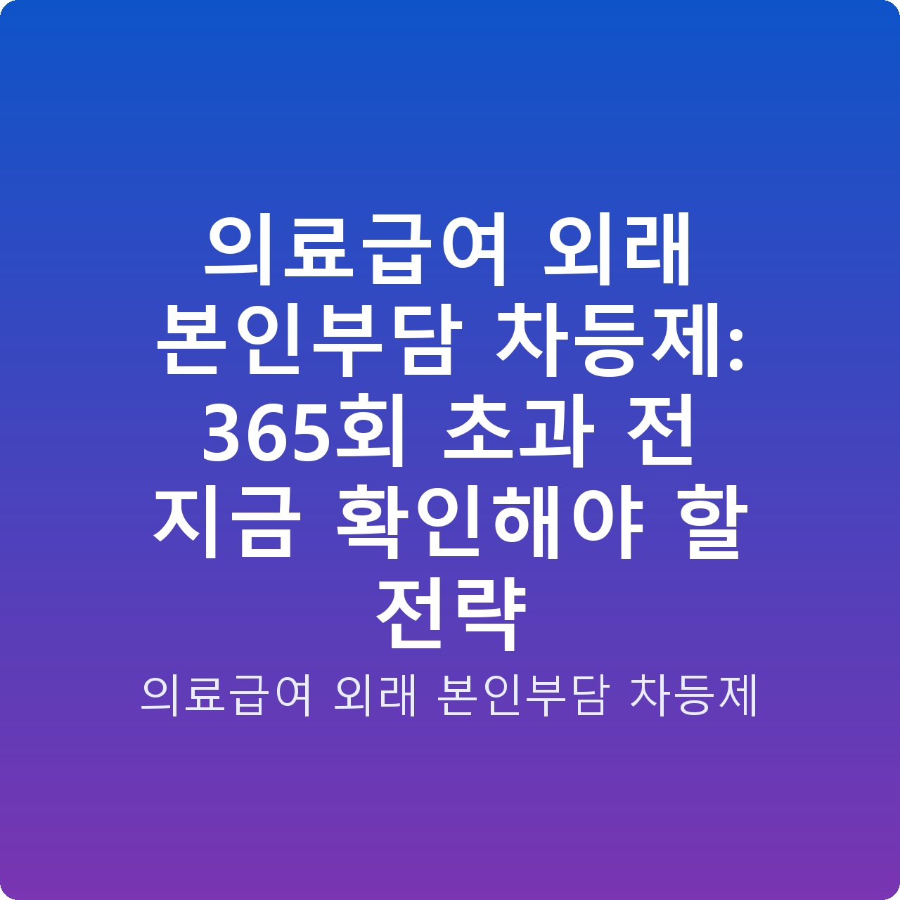 의료급여 외래 본인부담 차등제: 365회 초과 전 지금 확인해야 할 전략
