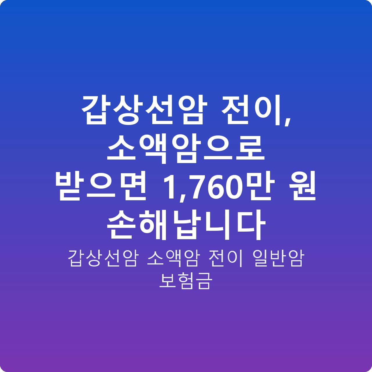 갑상선암 전이, 소액암으로 받으면 1,760만 원 손해납니다