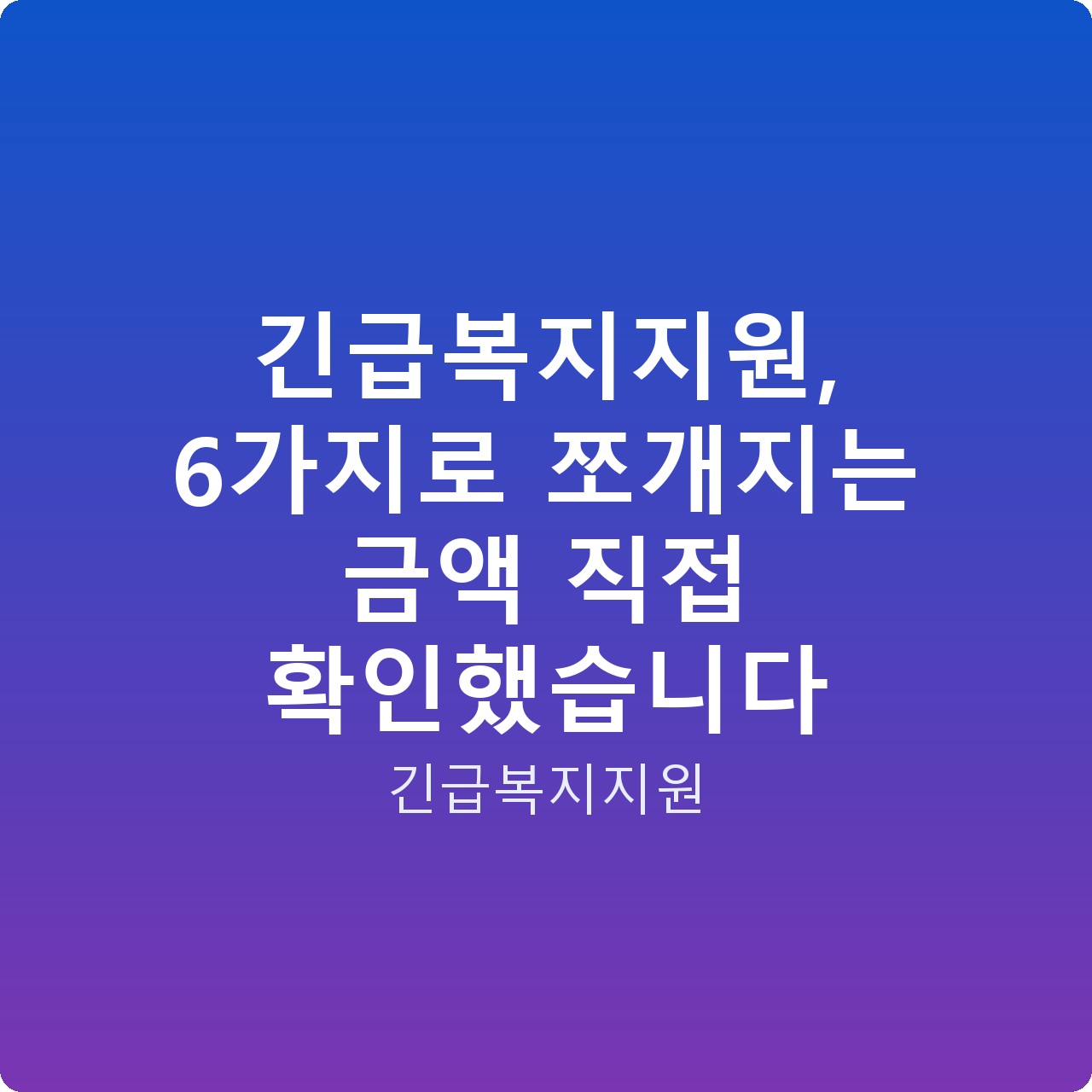 긴급복지지원, 6가지로 쪼개지는 금액 직접 확인했습니다
