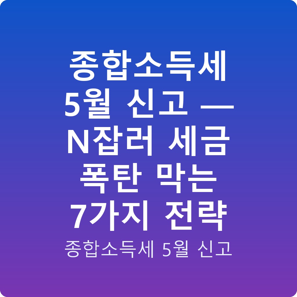 종합소득세 5월 신고 — N잡러 세금 폭탄 막는 7가지 전략