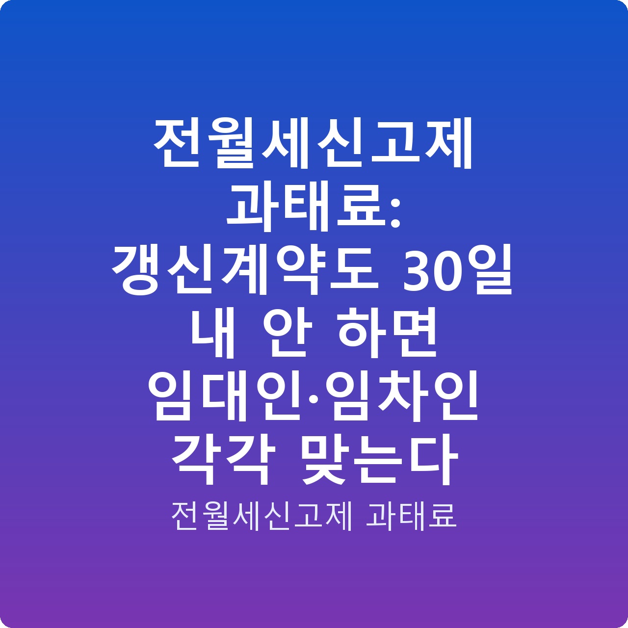 전월세신고제 과태료: 갱신계약도 30일 내 안 하면 임대인·임차인 각각 맞는다