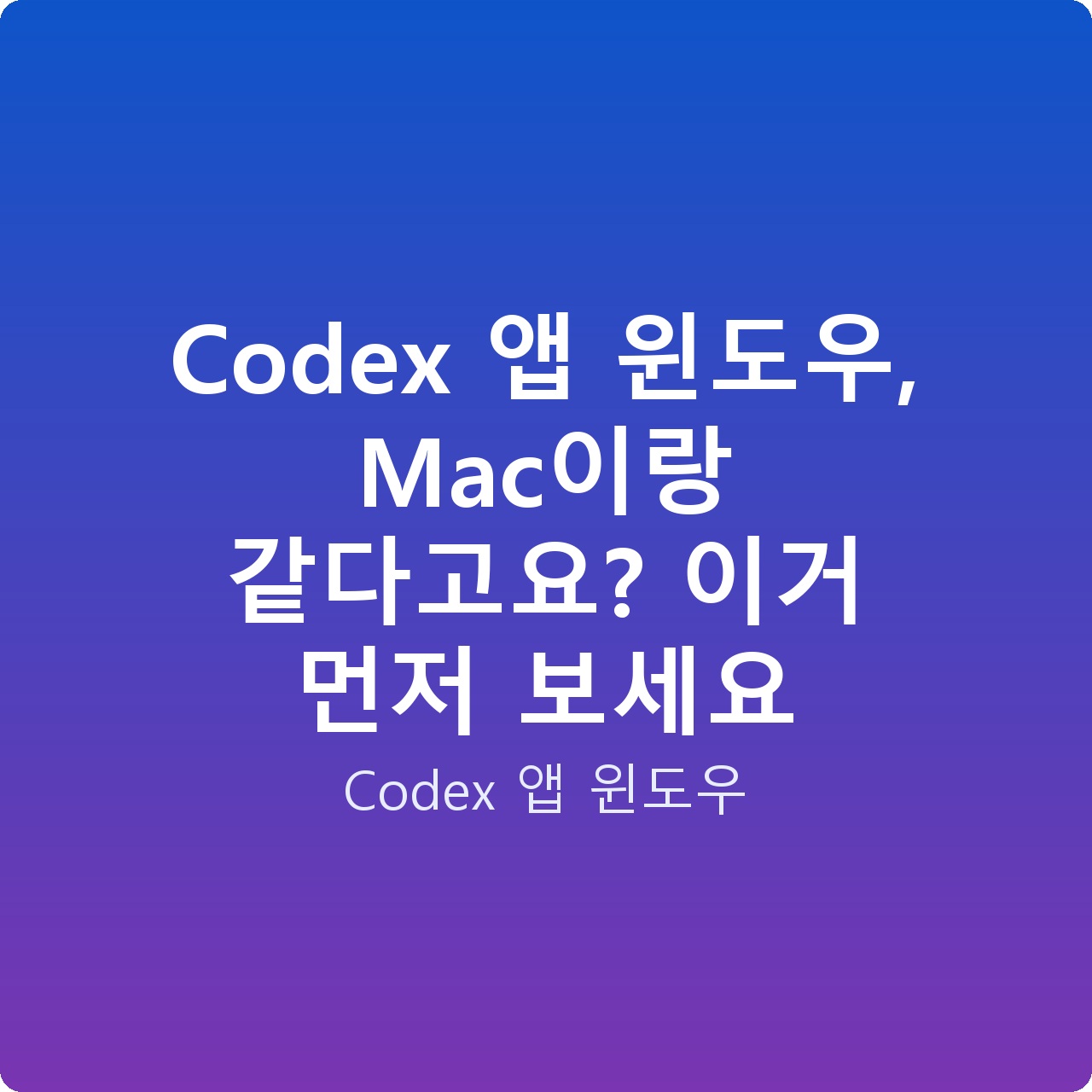 Codex 앱 윈도우, Mac이랑 같다고요? 이거 먼저 보세요