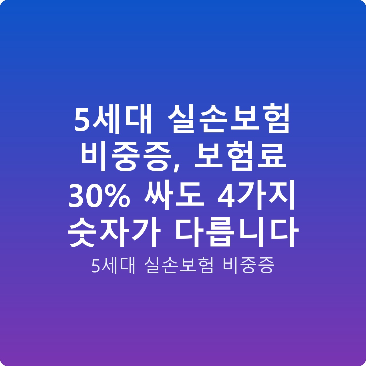 5세대 실손보험 비중증, 보험료 30% 싸도 4가지 숫자가 다릅니다