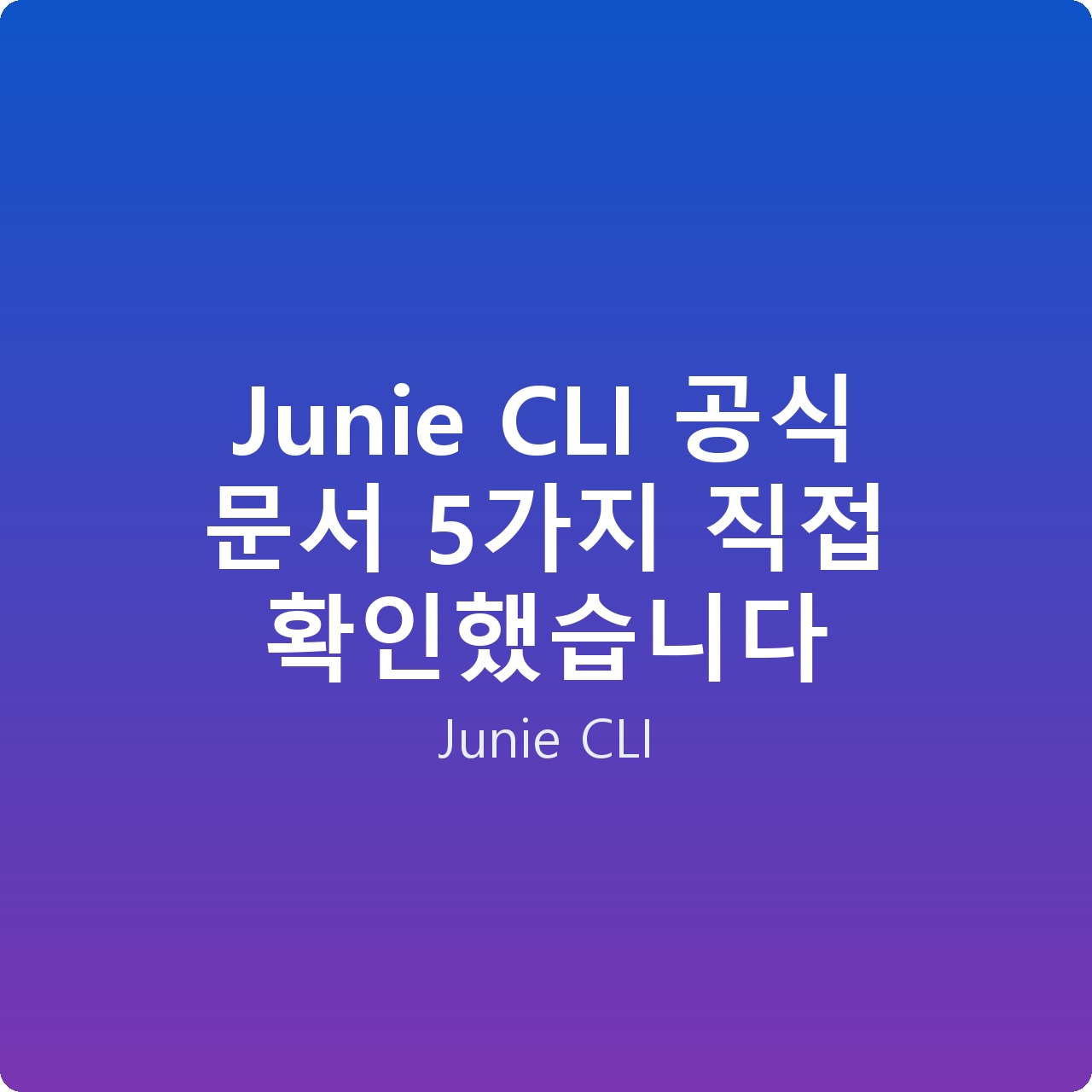 Junie CLI 공식 문서 5가지 직접 확인했습니다