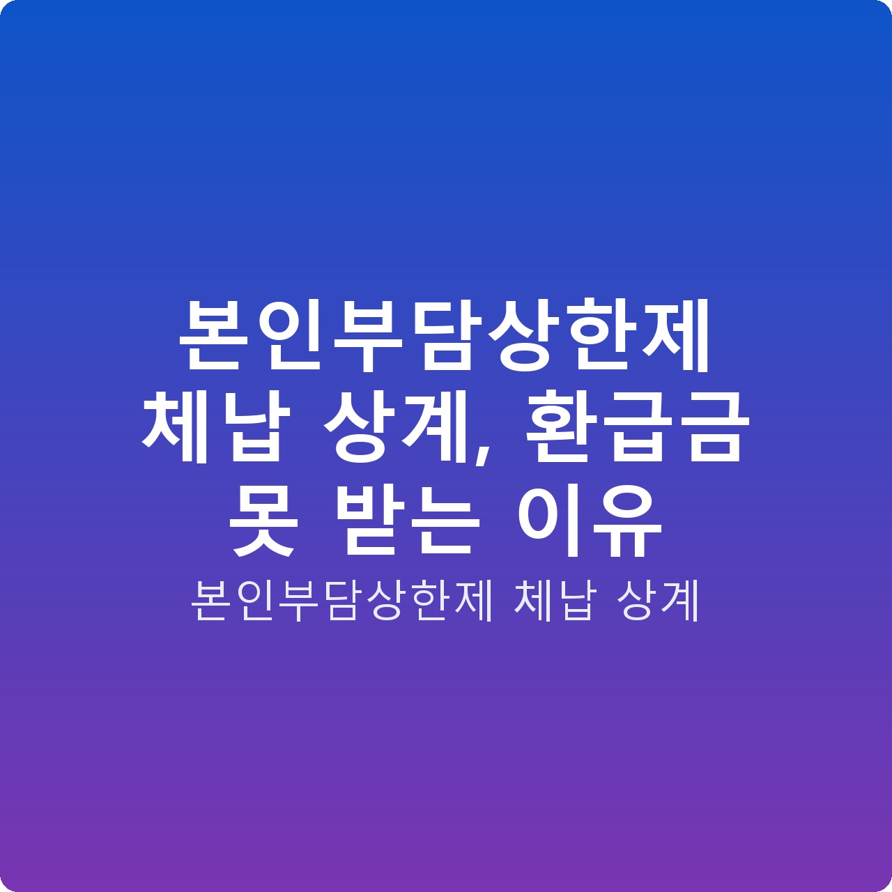 본인부담상한제 체납 상계, 환급금 못 받는 이유