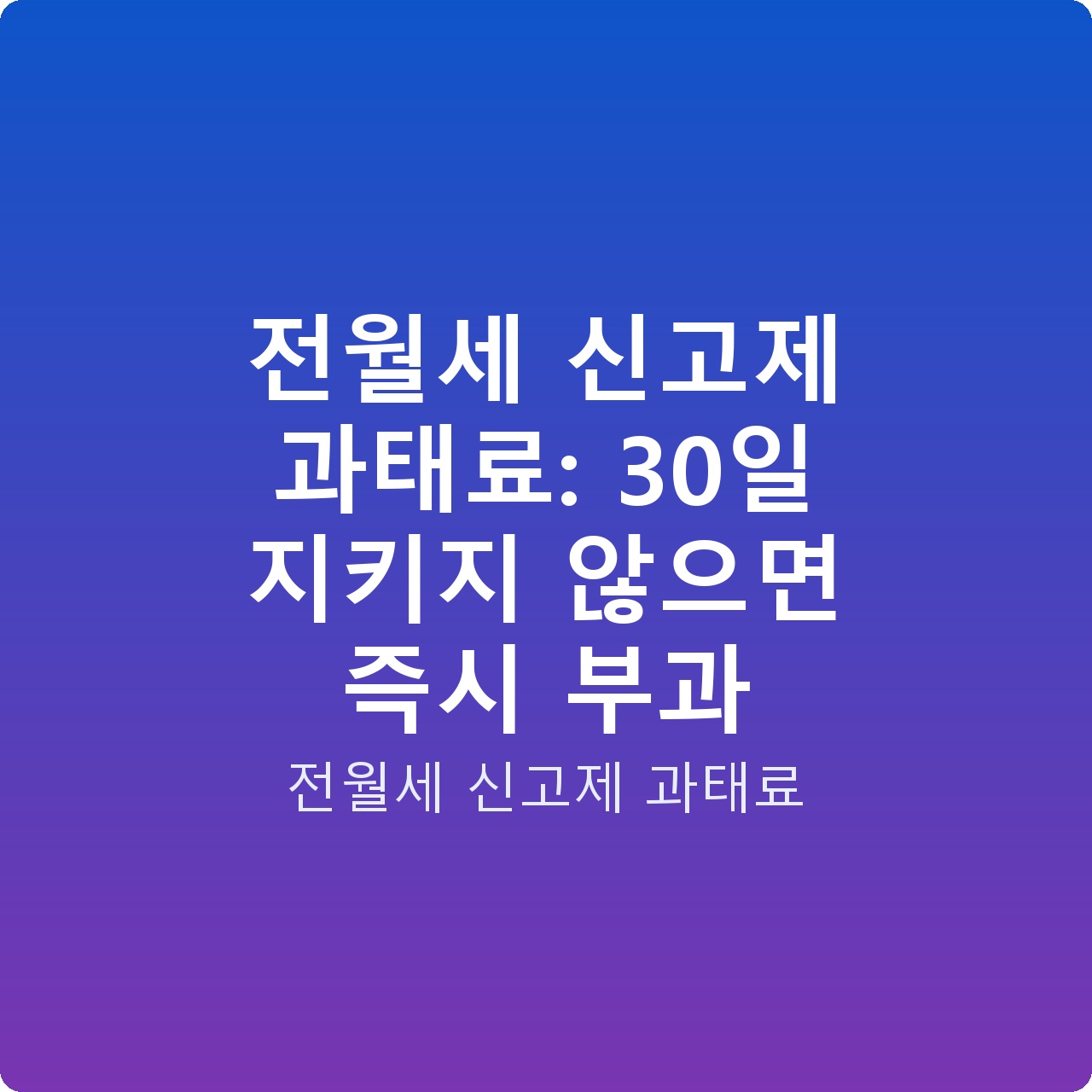 전월세 신고제 과태료: 30일 지키지 않으면 즉시 부과