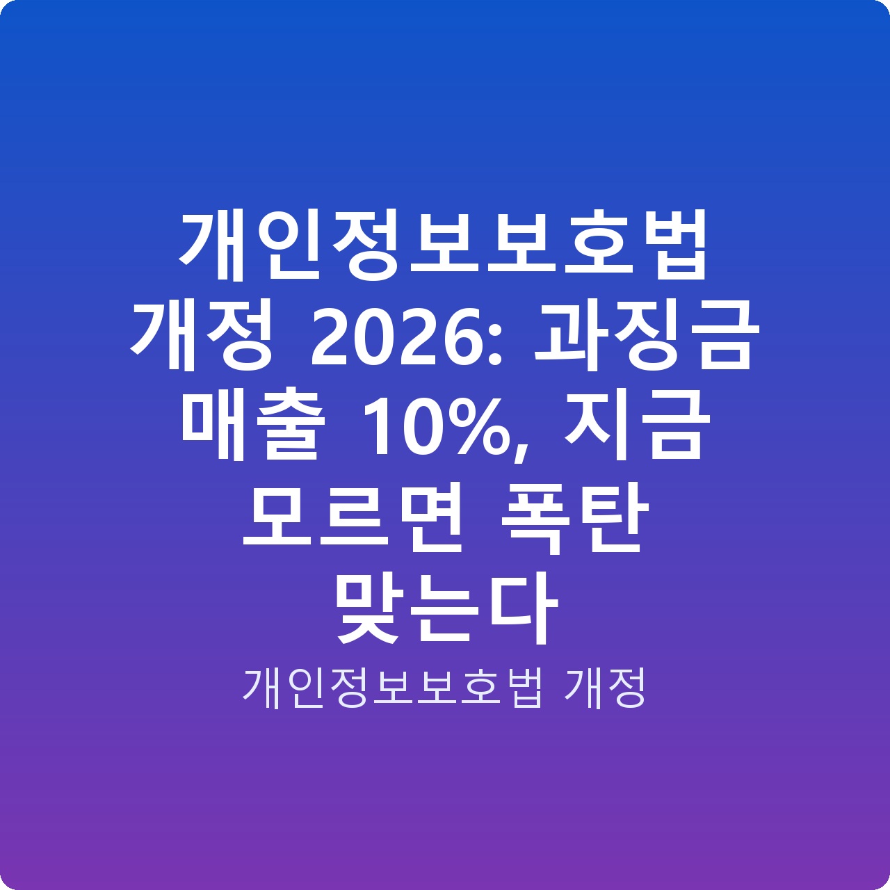 개인정보보호법 개정 2026: 과징금 매출 10%, 지금 모르면 폭탄 맞는다