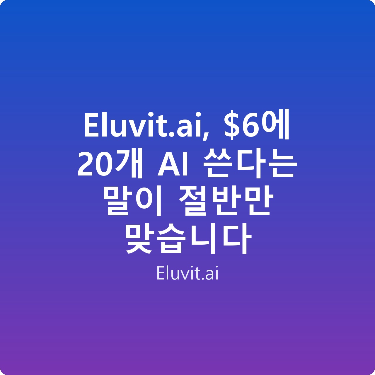 Eluvit.ai, 에 20개 AI 쓴다는 말이 절반만 맞습니다