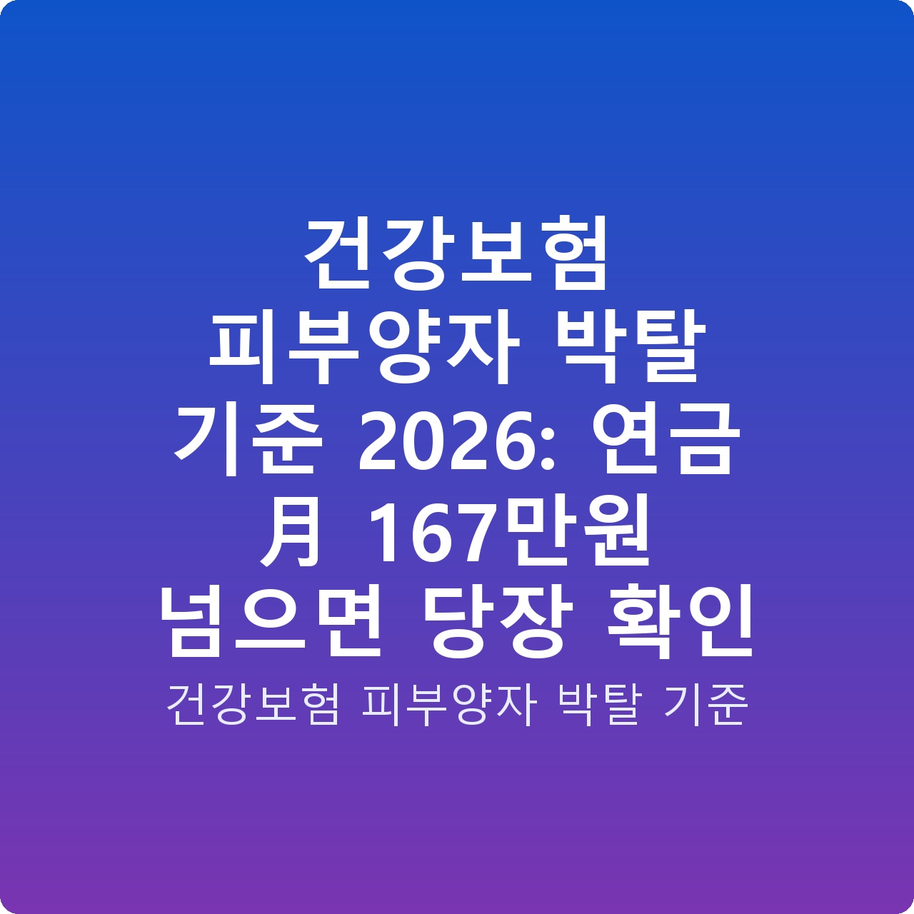 건강보험 피부양자 박탈 기준 2026: 연금 月 167만원 넘으면 당장 확인