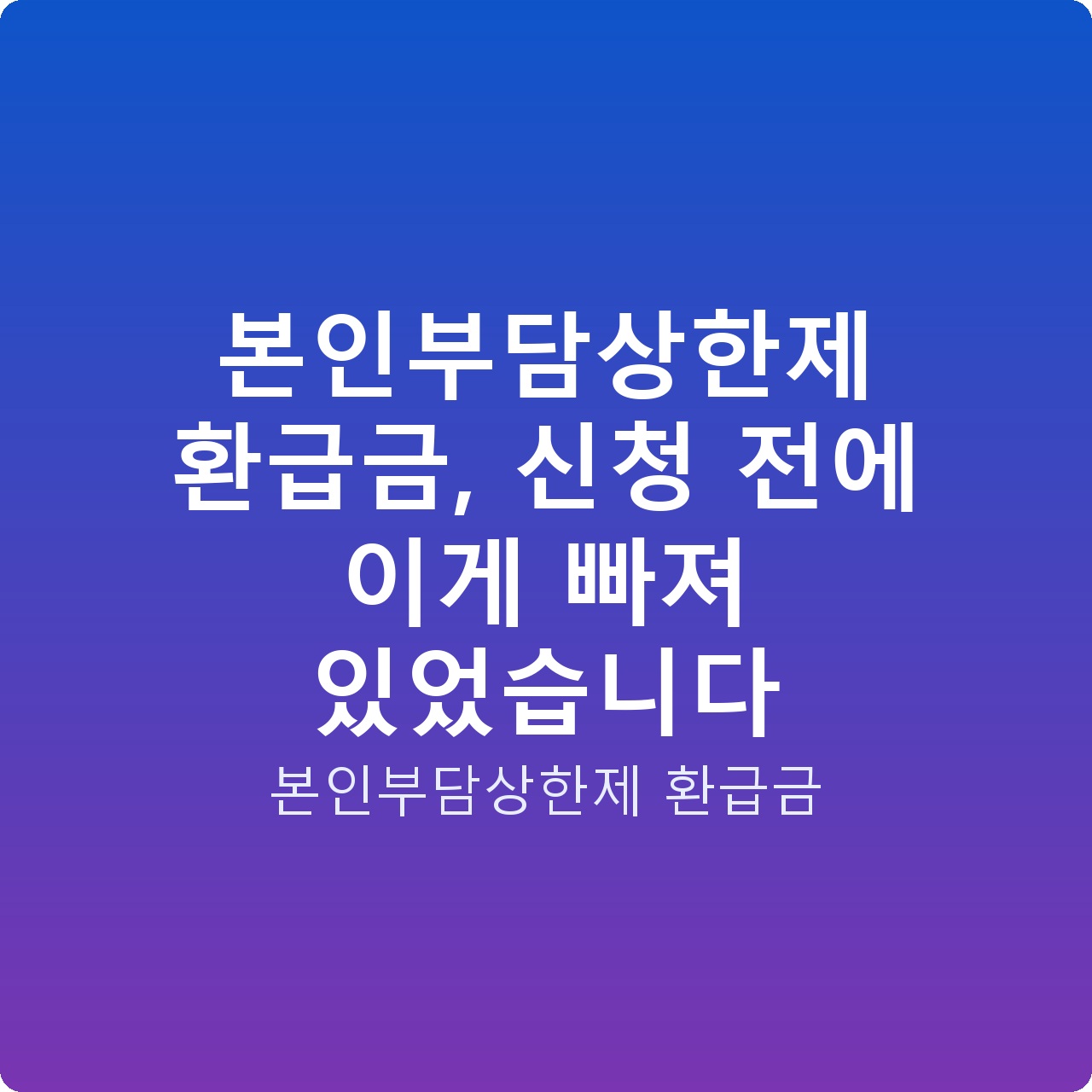 본인부담상한제 환급금, 신청 전에 이게 빠져 있었습니다