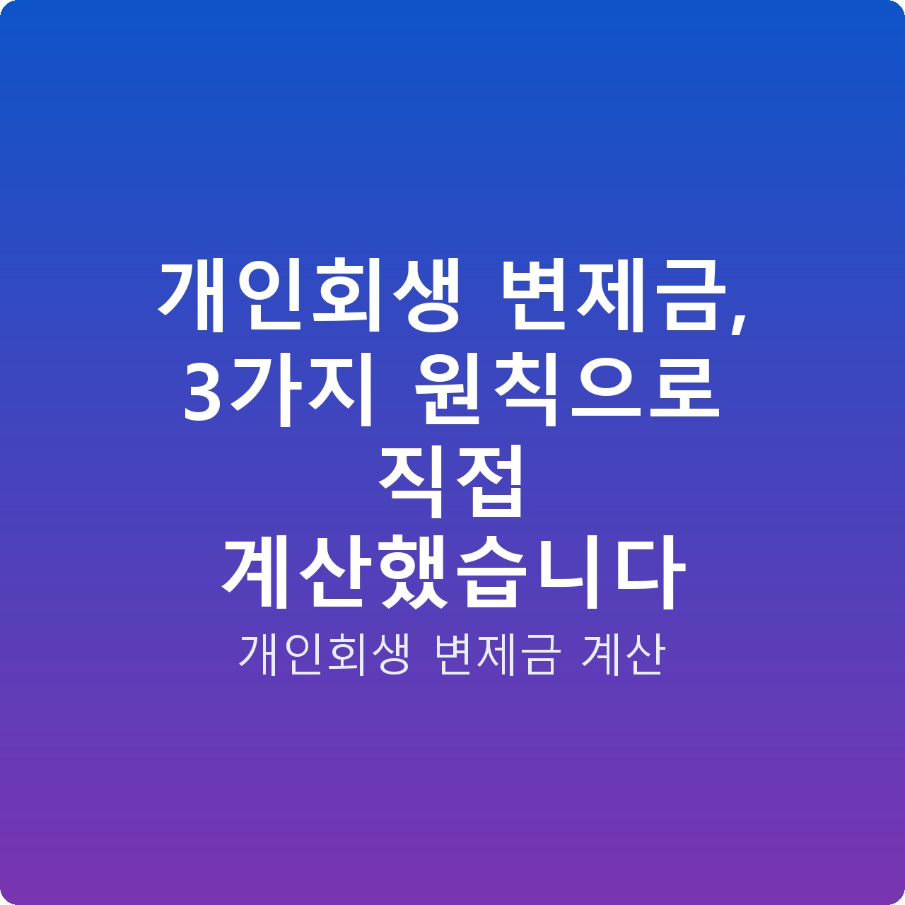 개인회생 변제금, 3가지 원칙으로 직접 계산했습니다 개인회생 변제금, 3가지 원칙으로 직접 계산했습니다