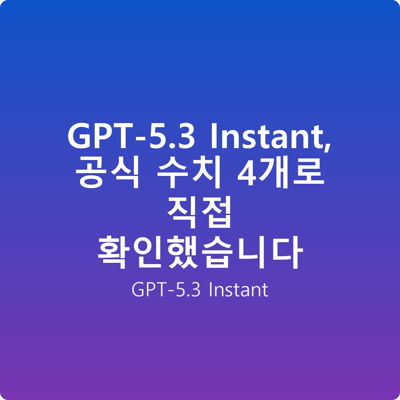 GPT-5.3 Instant, 공식 수치 4개로 직접 확인했습니다