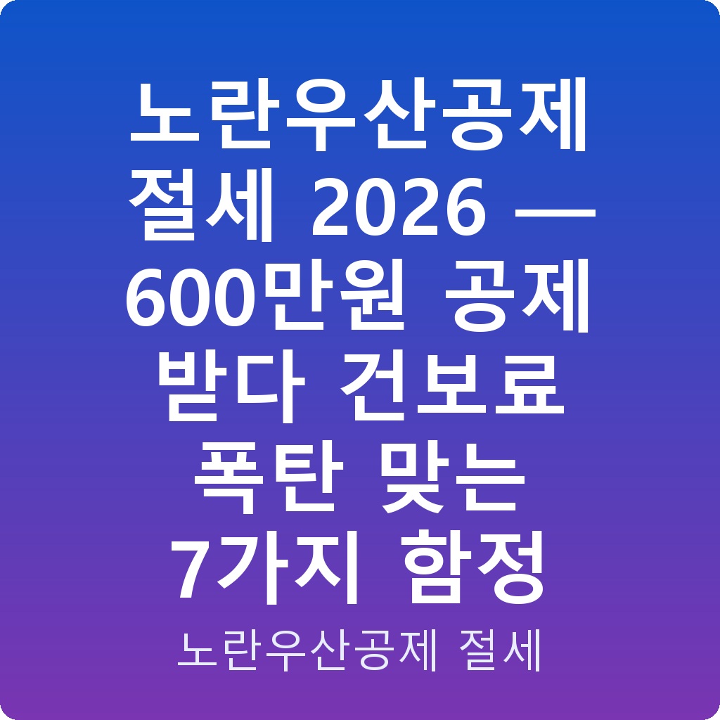 노란우산공제 절세 2026 — 600만원 공제 받다 건보료 폭탄 맞는 7가지 함정
