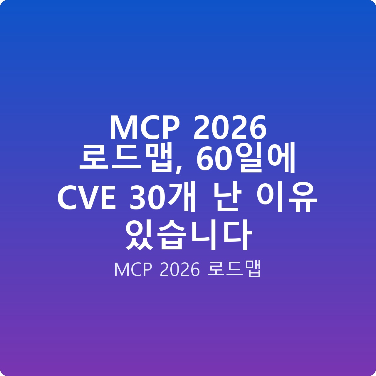 MCP 2026 로드맵, 60일에 CVE 30개 난 이유 있습니다