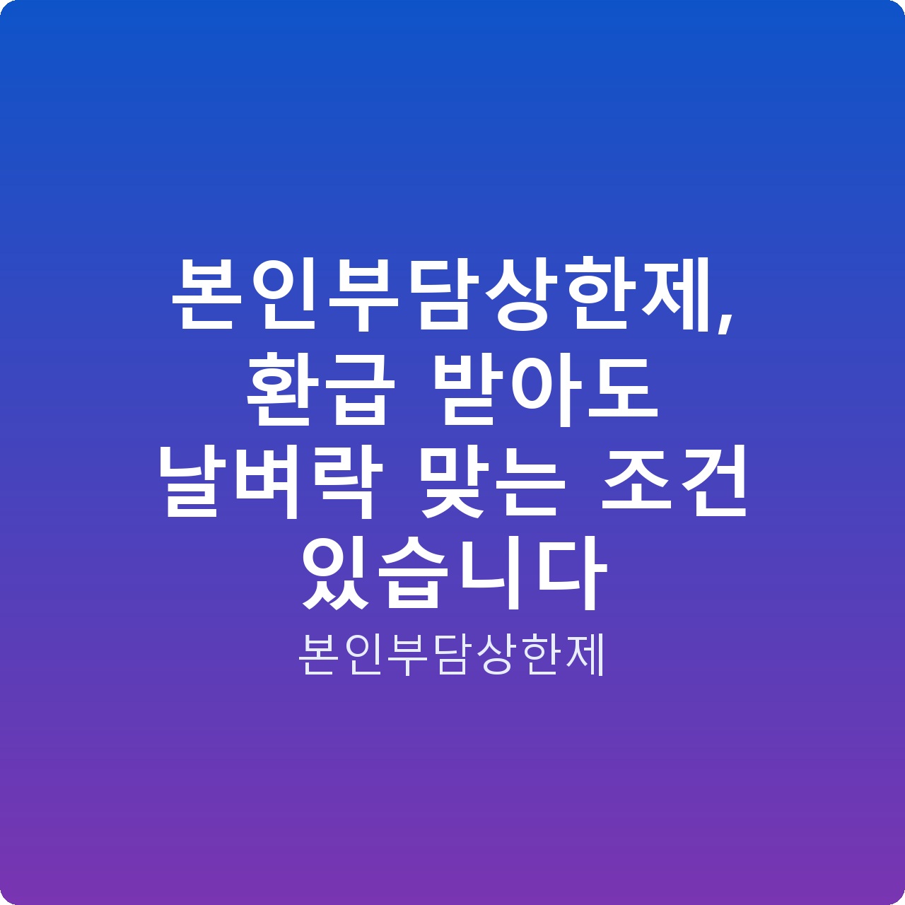 본인부담상한제, 환급 받아도 날벼락 맞는 조건 있습니다