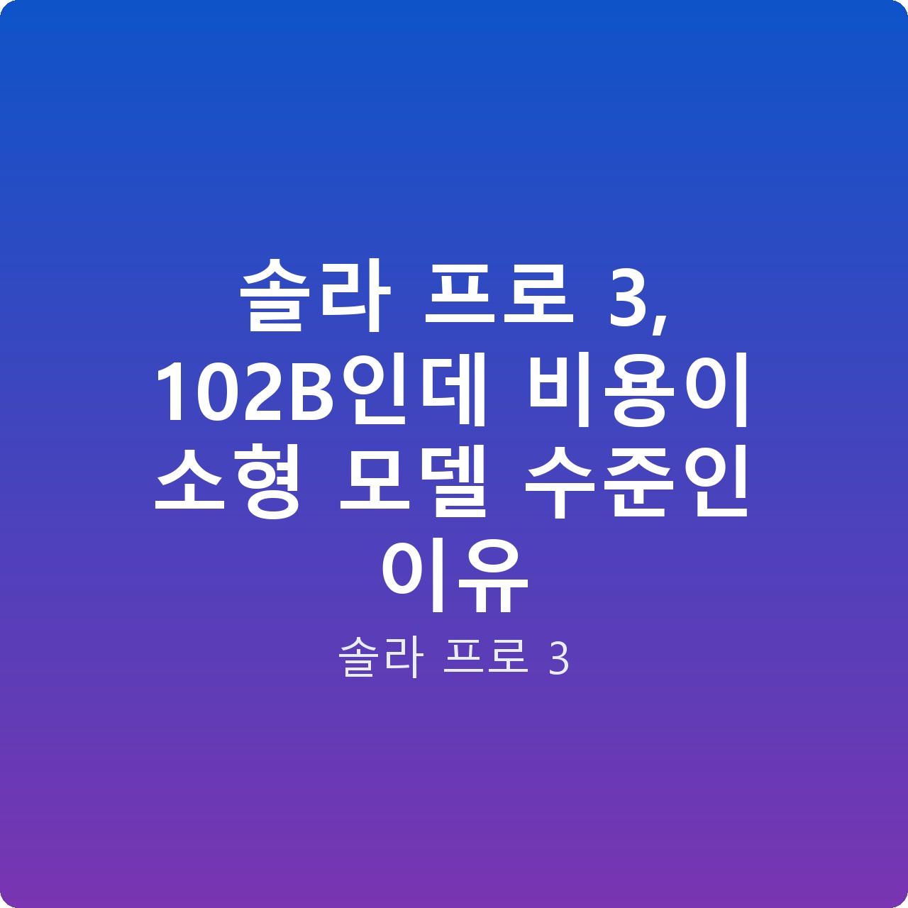 솔라 프로 3, 102B인데 비용이 소형 모델 수준인 이유