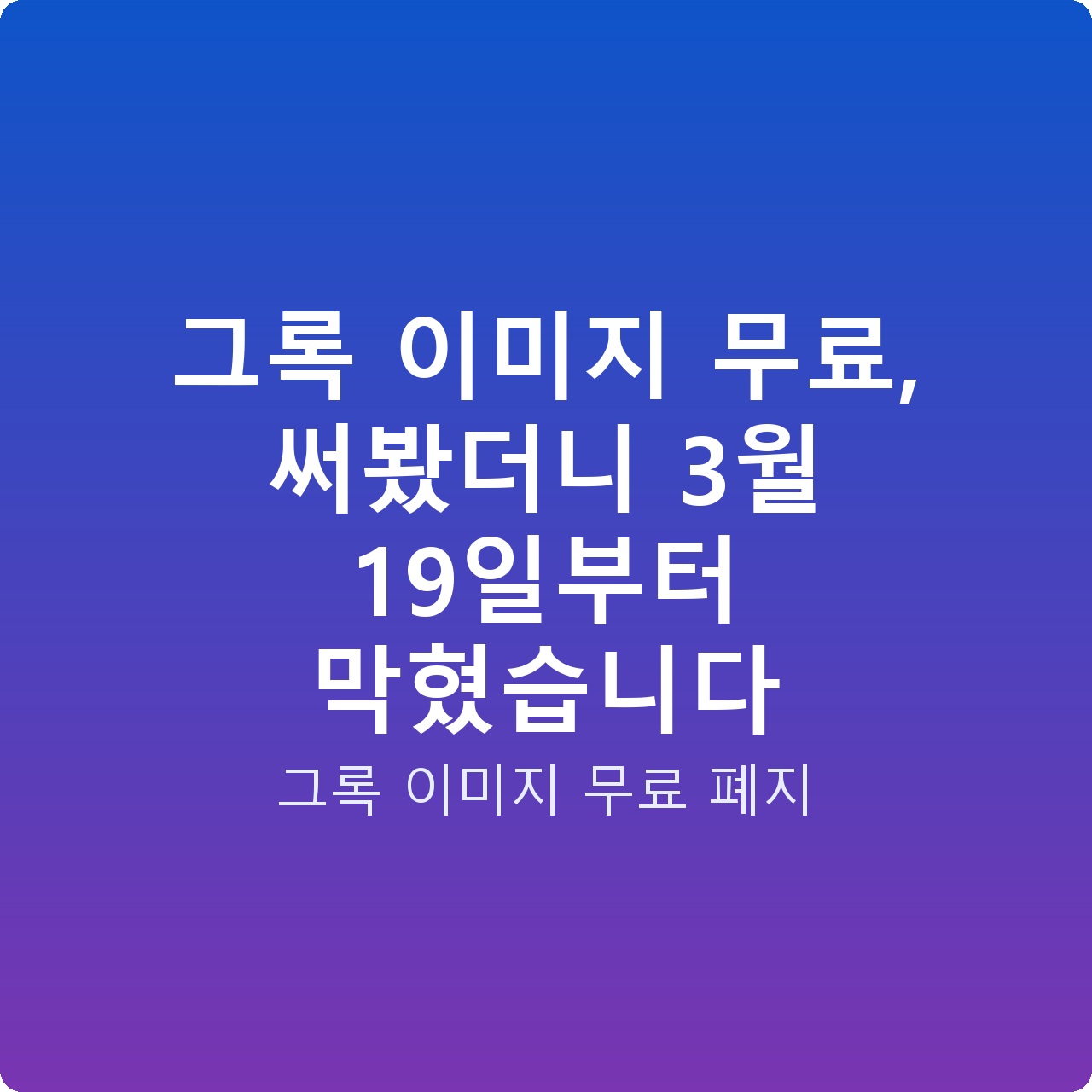 그록 이미지 무료, 써봤더니 3월 19일부터 막혔습니다