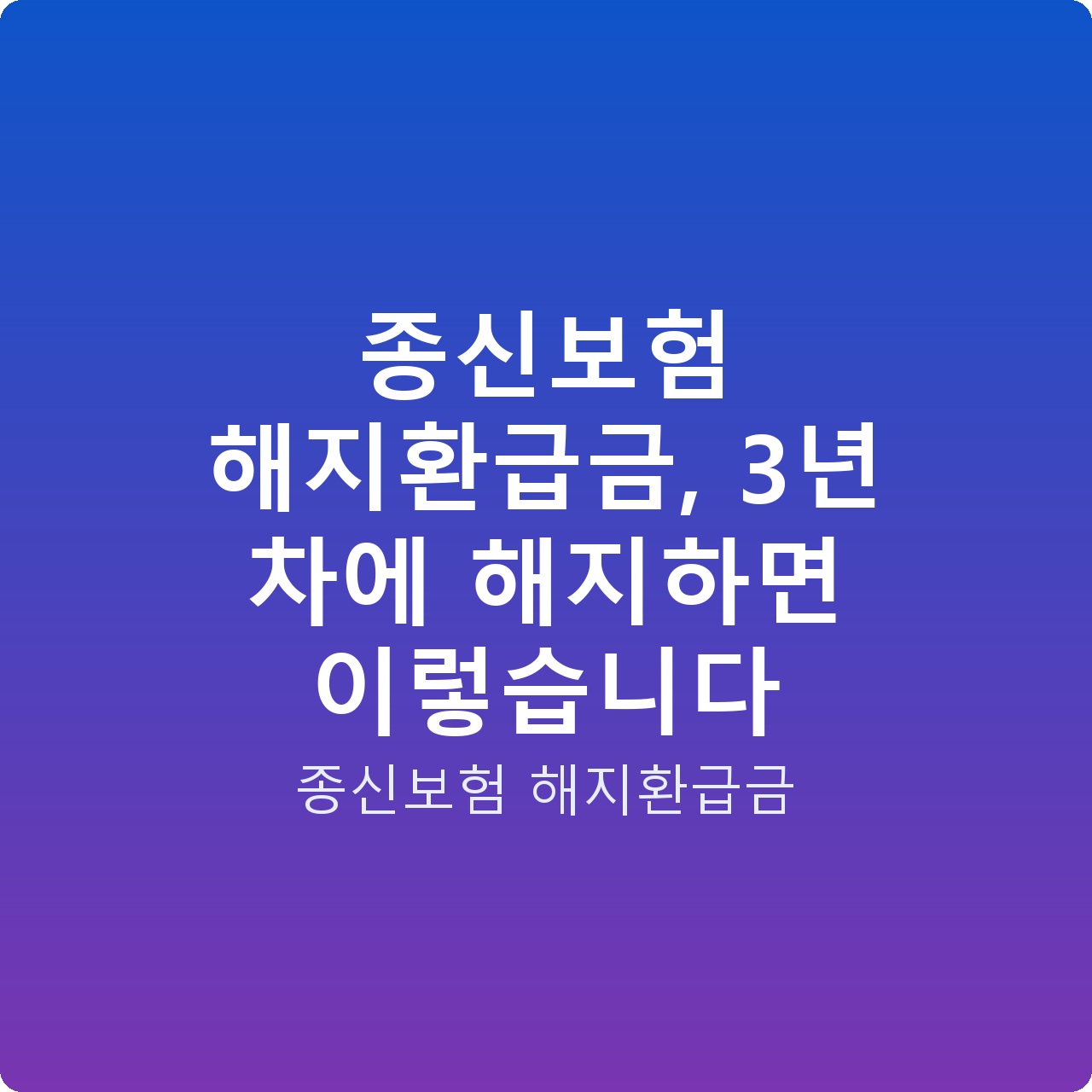 종신보험 해지환급금, 3년 차에 해지하면 이렇습니다