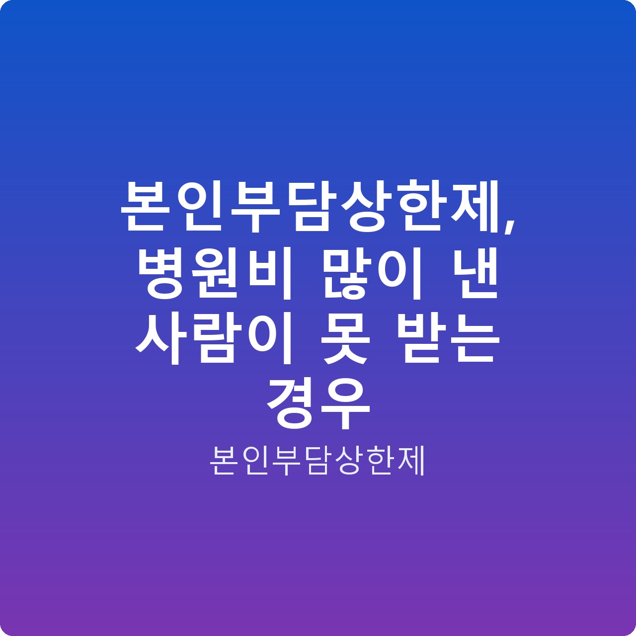 본인부담상한제, 병원비 많이 낸 사람이 못 받는 경우