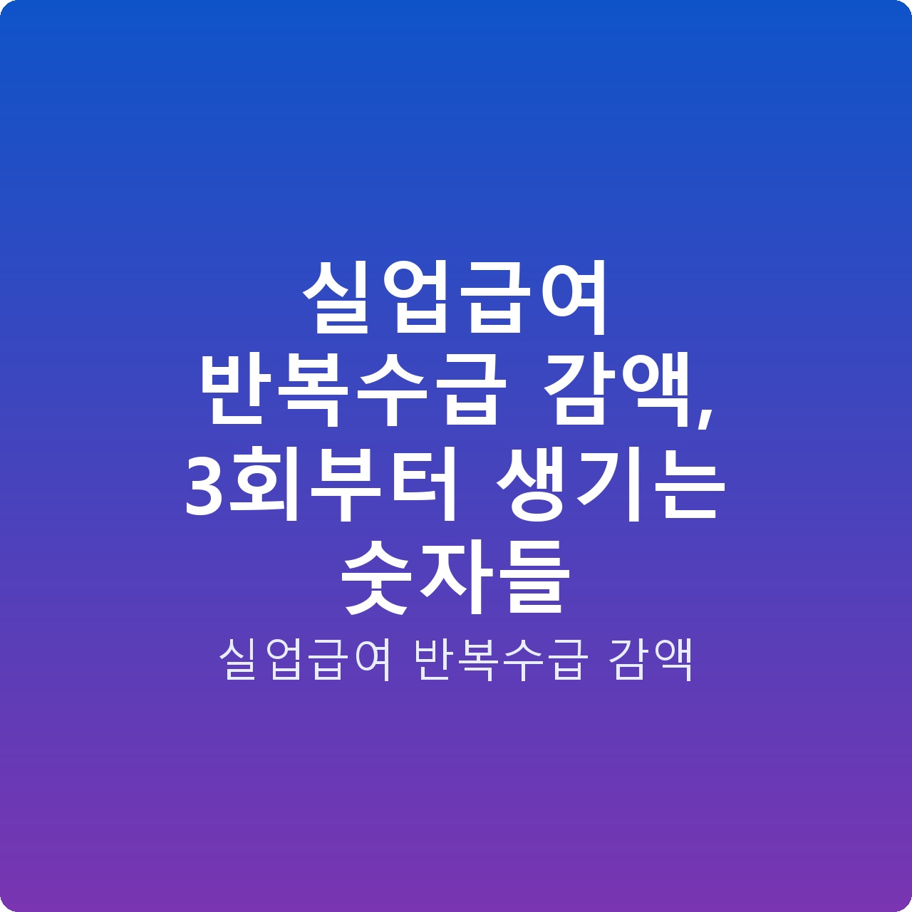 실업급여 반복수급 감액, 3회부터 생기는 숫자들