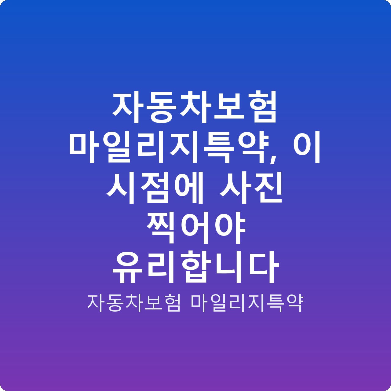 자동차보험 마일리지특약, 이 시점에 사진 찍어야 유리합니다