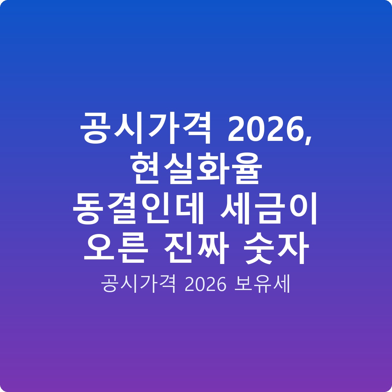 공시가격 2026, 현실화율 동결인데 세금이 오른 진짜 숫자