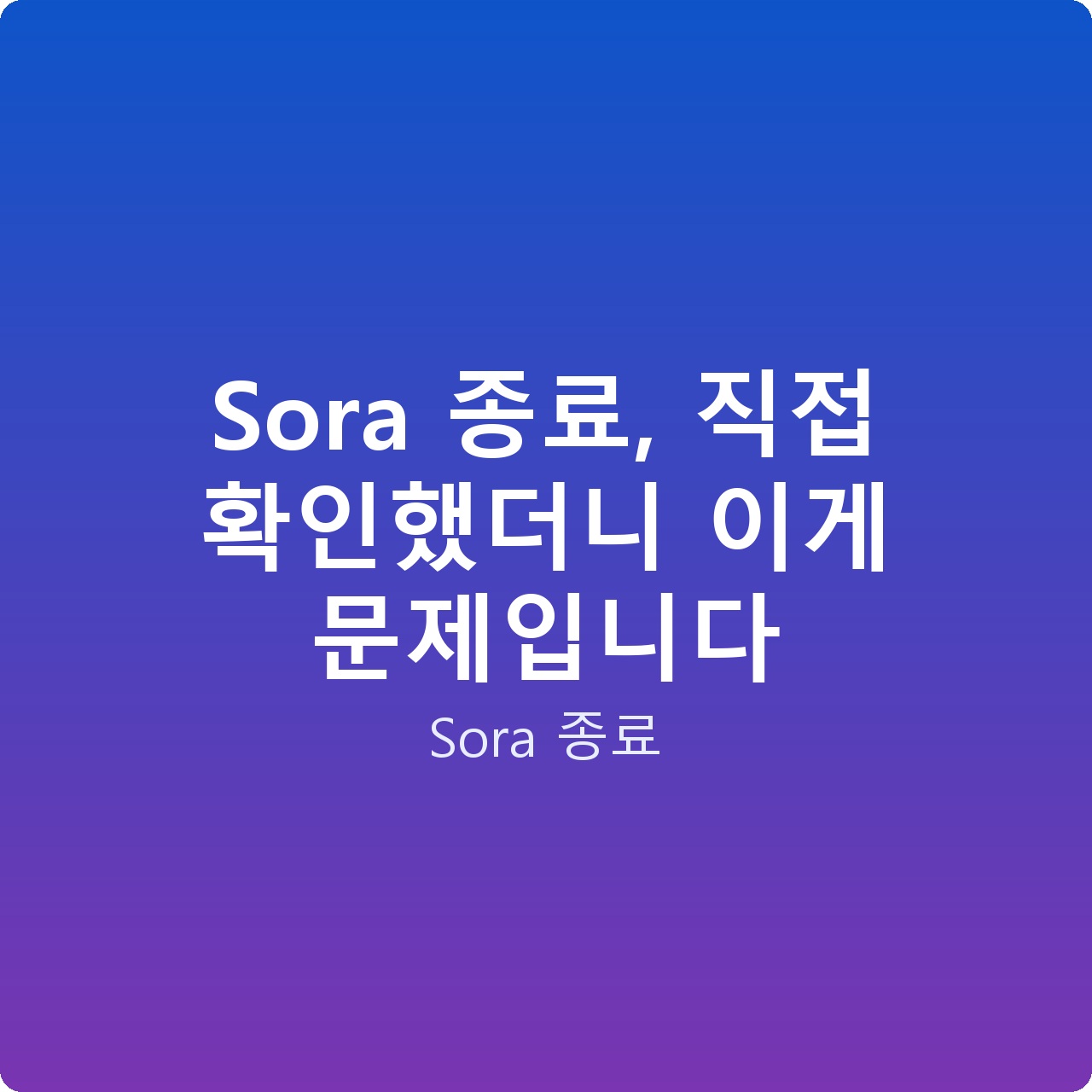 Sora 종료, 직접 확인했더니 이게 문제입니다