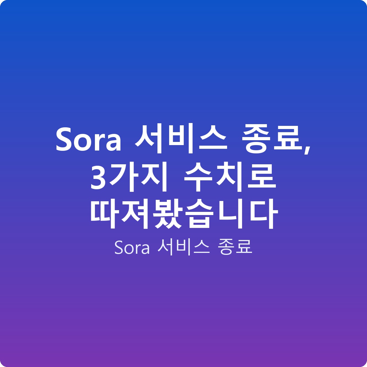 Sora 서비스 종료, 3가지 수치로 따져봤습니다