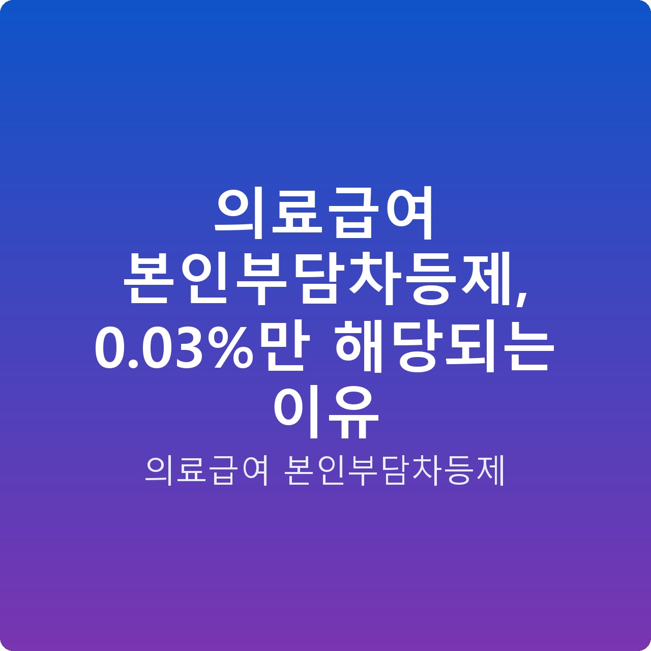 의료급여 본인부담차등제, 0.03%만 해당되는 이유