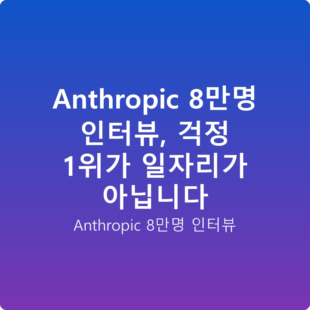 Anthropic 8만명 인터뷰, 걱정 1위가 일자리가 아닙니다