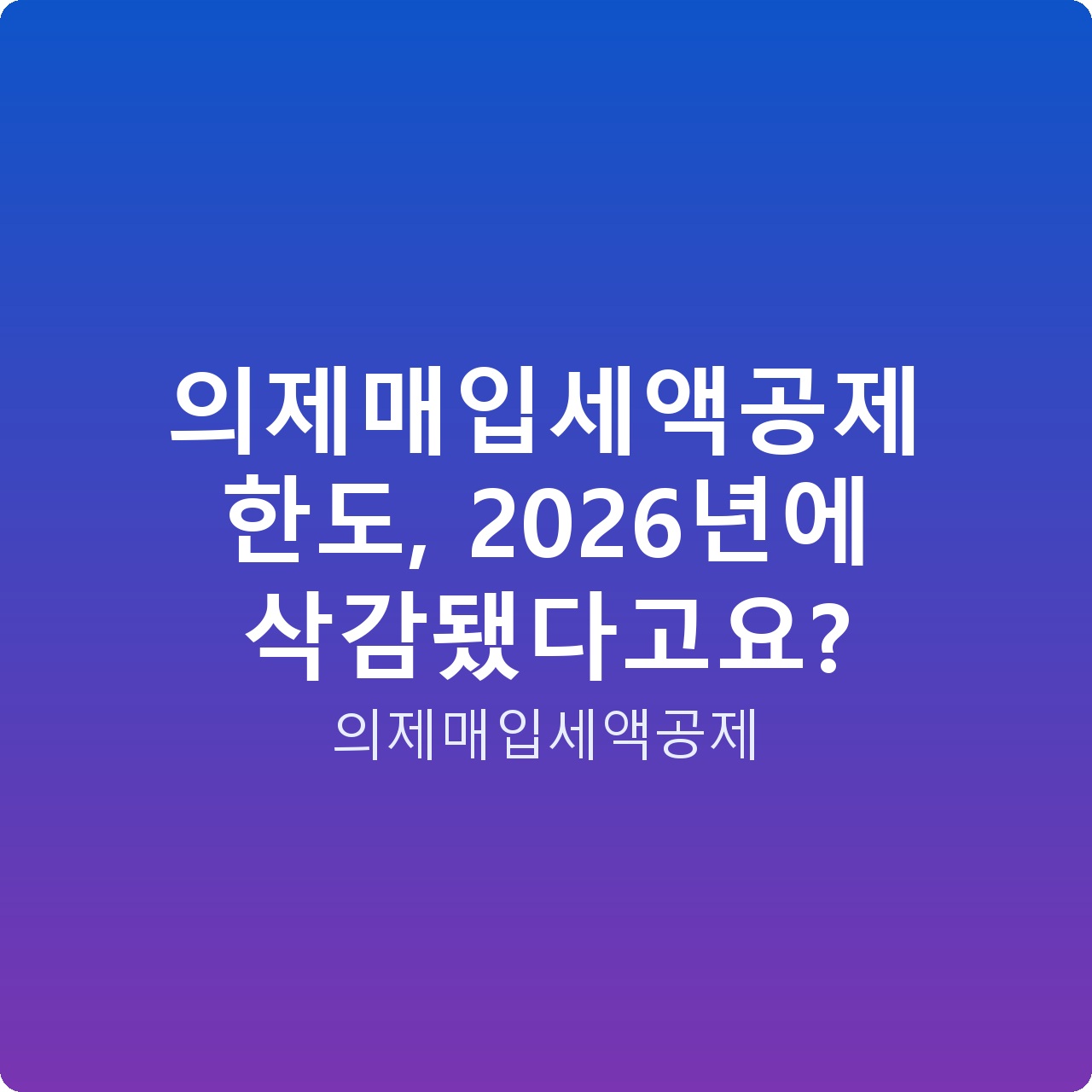 의제매입세액공제 한도, 2026년에 삭감됐다고요? 의제매입세액공제 한도, 2026년에 삭감됐다고요?