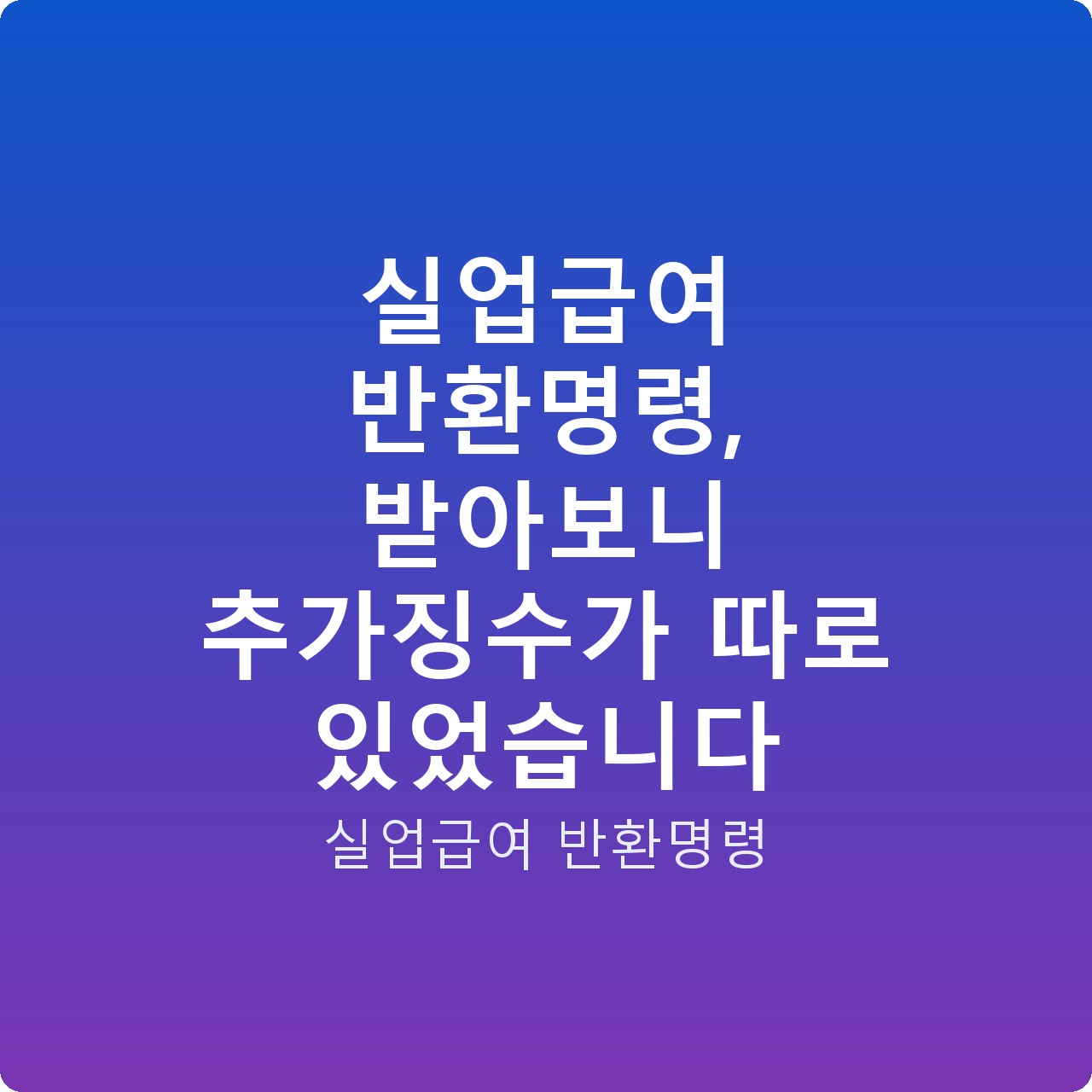 실업급여 반환명령, 받아보니 추가징수가 따로 있었습니다