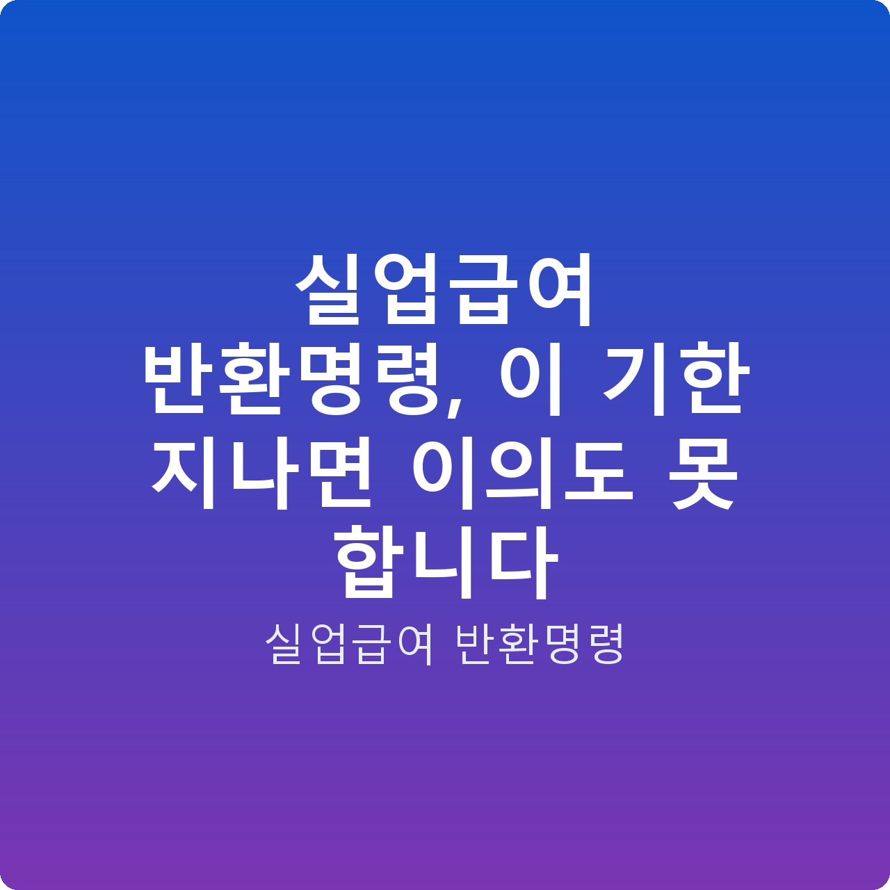 실업급여 반환명령, 이 기한 지나면 이의도 못 합니다