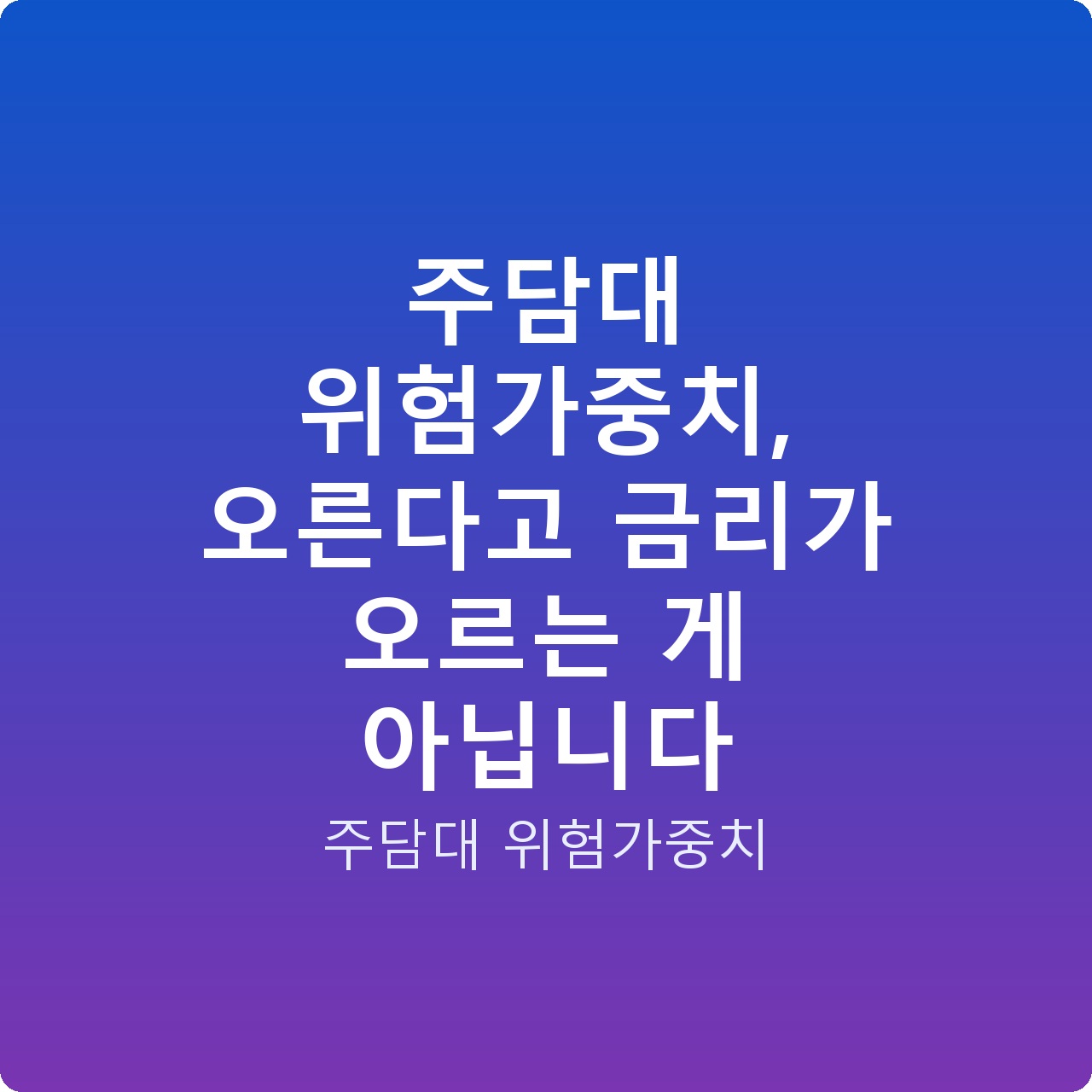 주담대 위험가중치, 오른다고 금리가 오르는 게 아닙니다