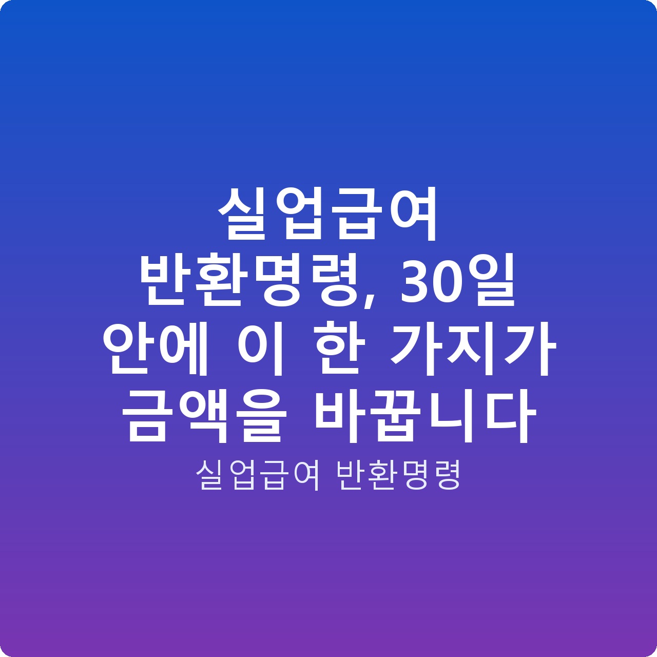 실업급여 반환명령, 30일 안에 이 한 가지가 금액을 바꿉니다