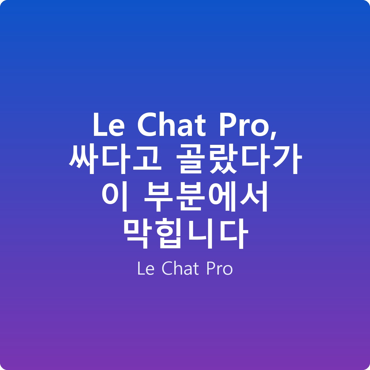 Le Chat Pro, 싸다고 골랐다가 이 부분에서 막힙니다