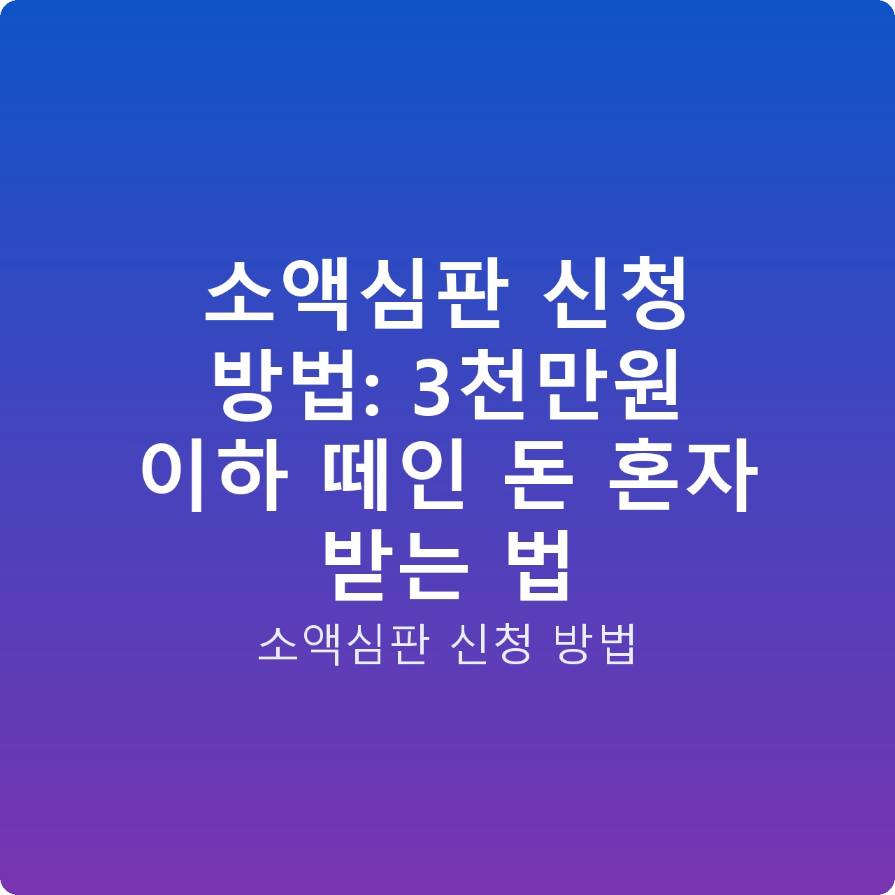 소액심판 신청 방법: 3천만원 이하 떼인 돈 혼자 받는 법