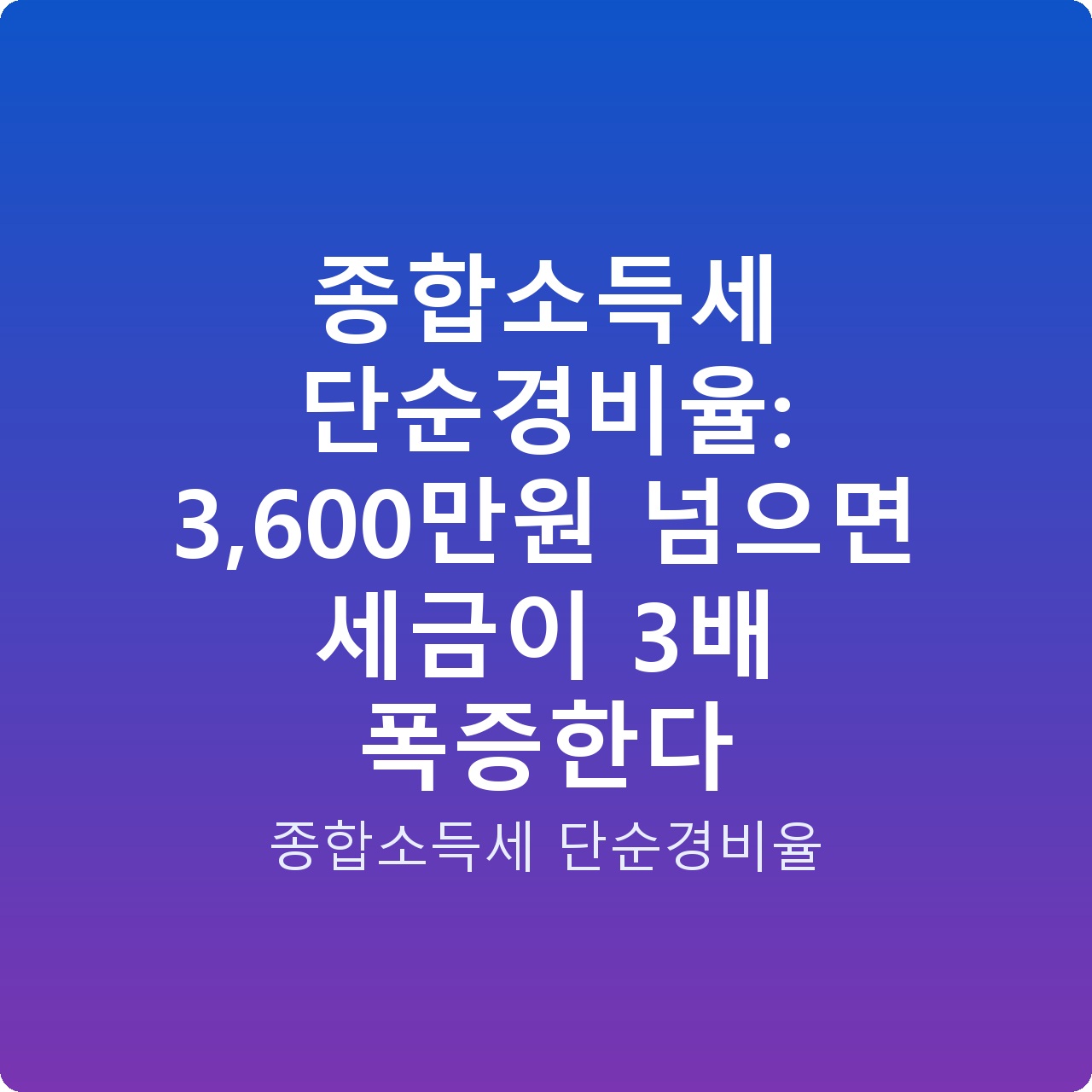 종합소득세 단순경비율: 3,600만원 넘으면 세금이 3배 폭증한다