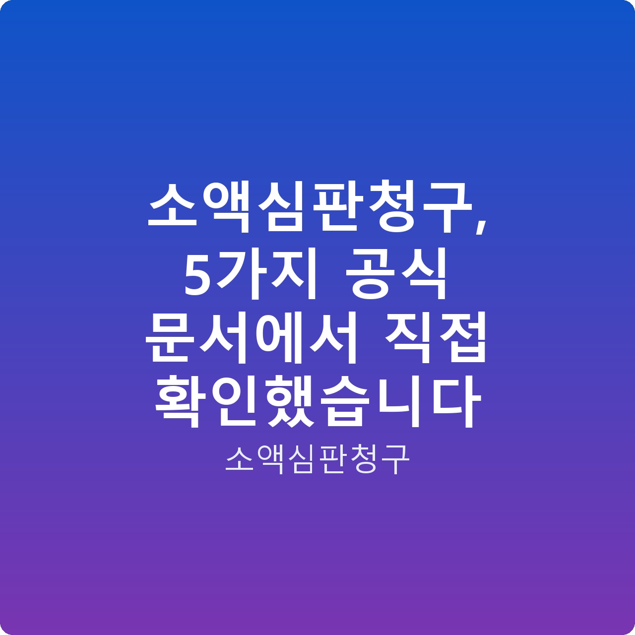 소액심판청구, 5가지 공식 문서에서 직접 확인했습니다