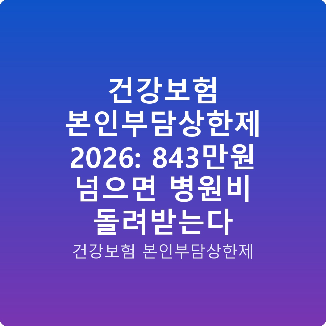 건강보험 본인부담상한제 2026: 843만원 넘으면 병원비 돌려받는다