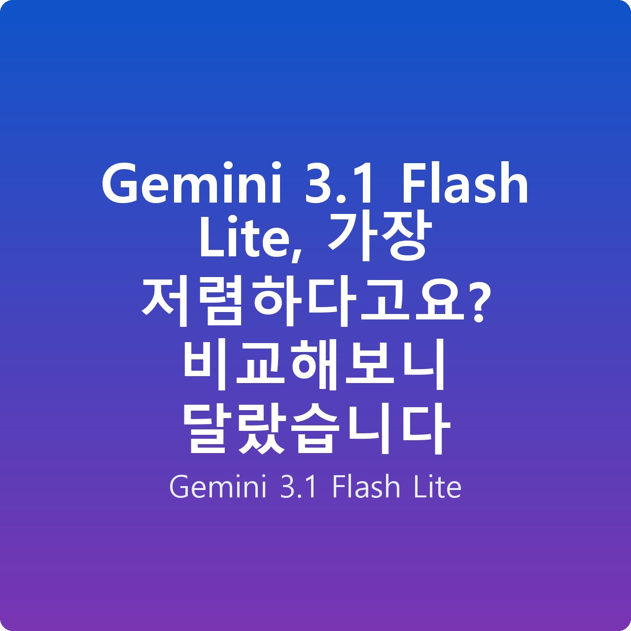 Gemini 3.1 Flash Lite, 가장 저렴하다고요? 비교해보니 달랐습니다