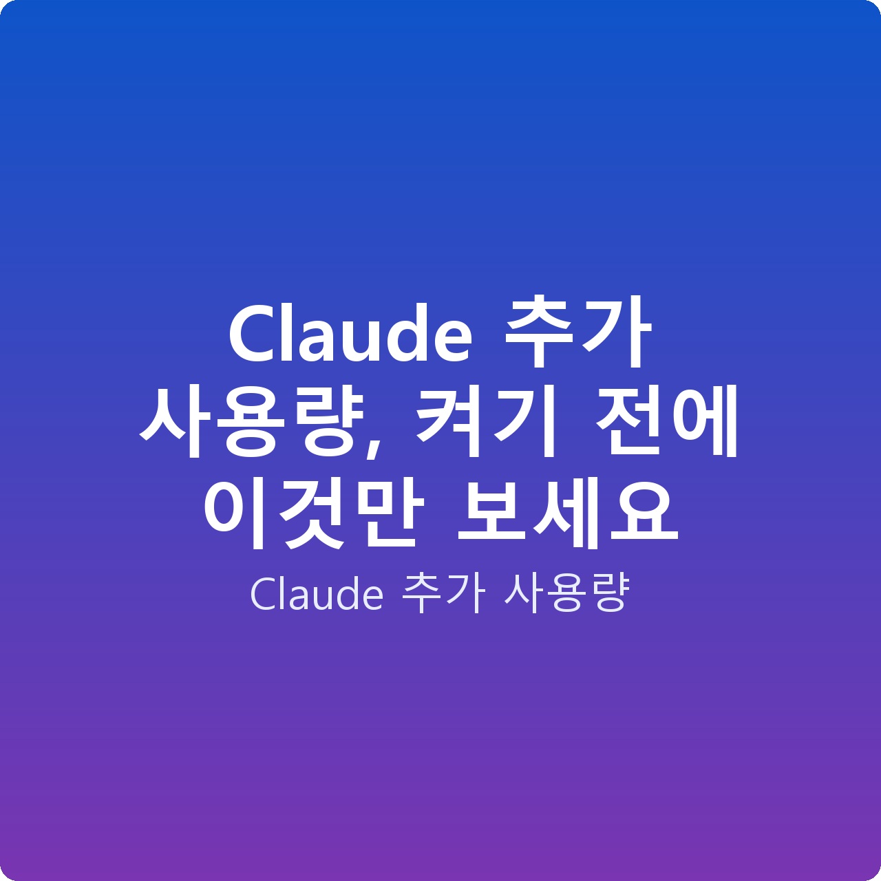 Claude 추가 사용량, 켜기 전에 이것만 보세요
