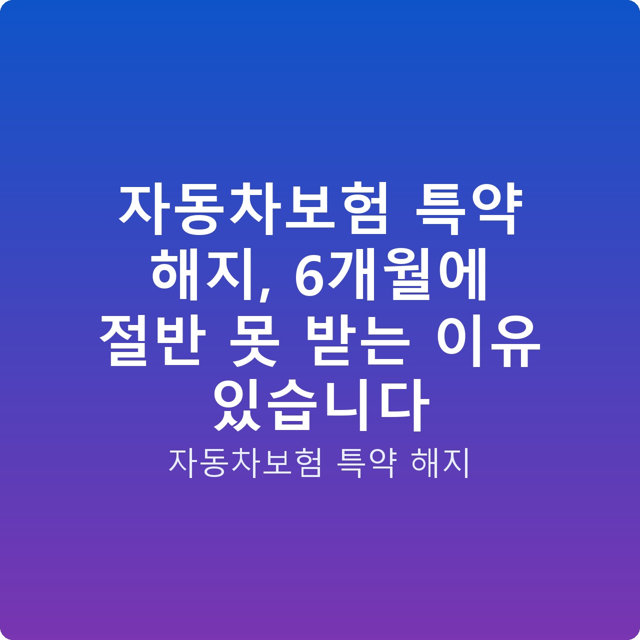 자동차보험 특약 해지, 6개월에 절반 못 받는 이유 있습니다