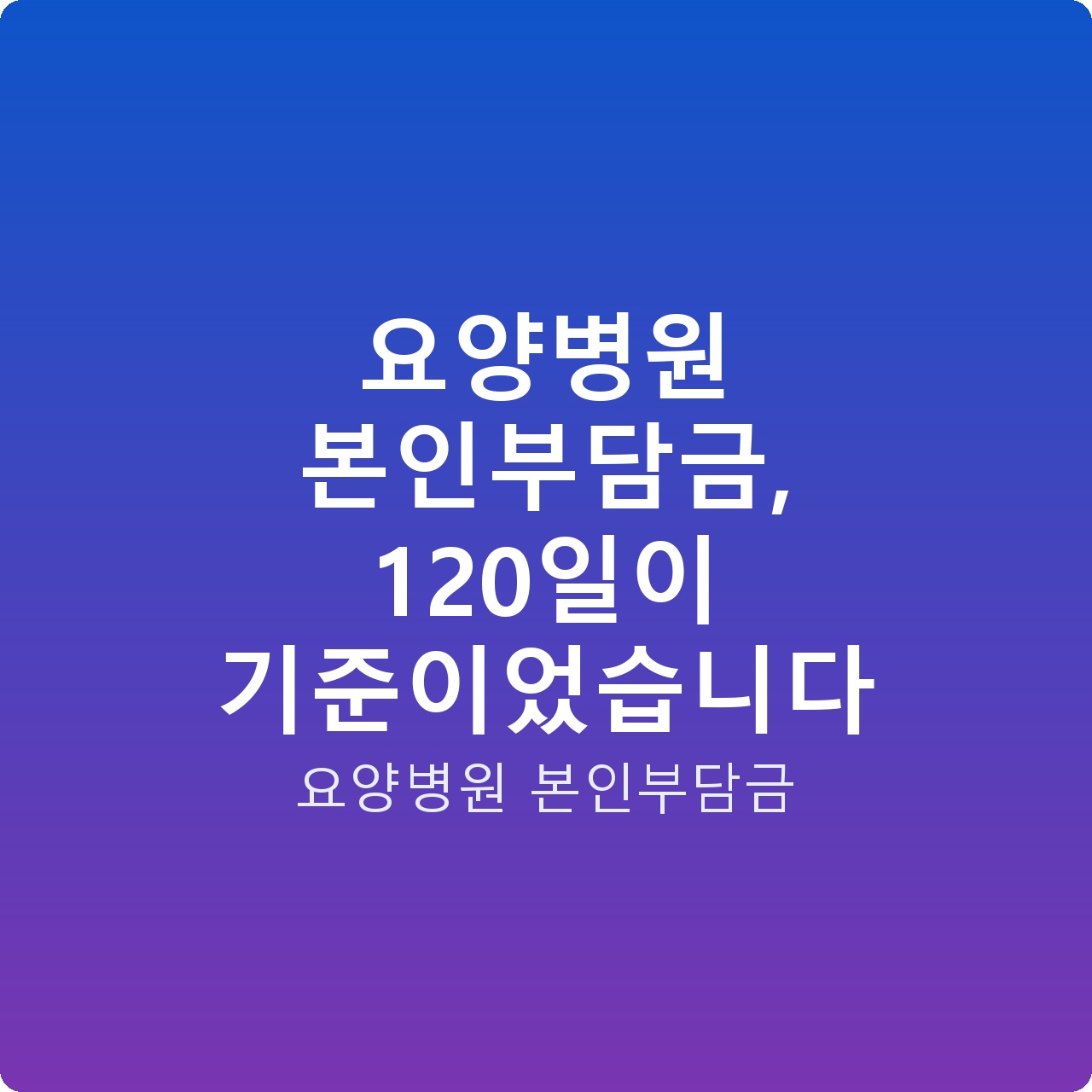 요양병원 본인부담금, 120일이 기준이었습니다
