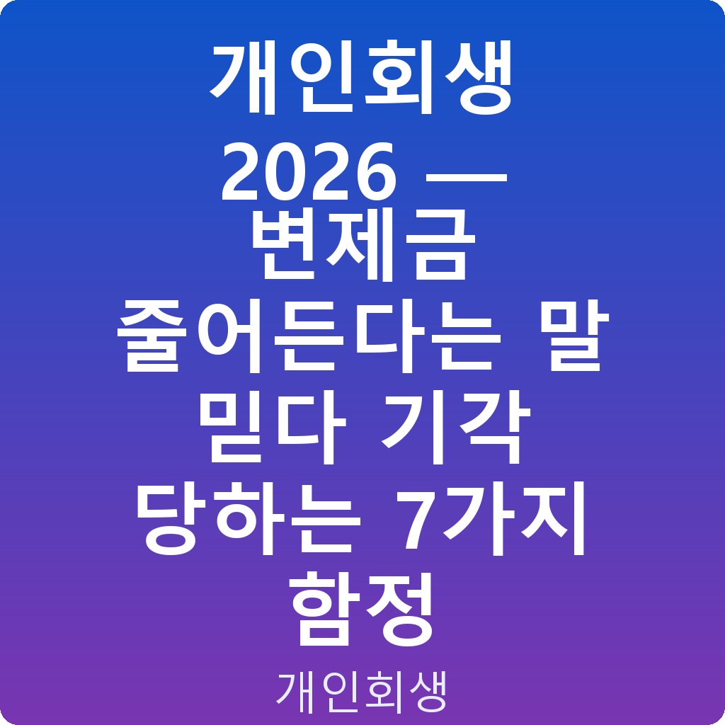 개인회생 2026 — 변제금 줄어든다는 말 믿다 기각 당하는 7가지 함정