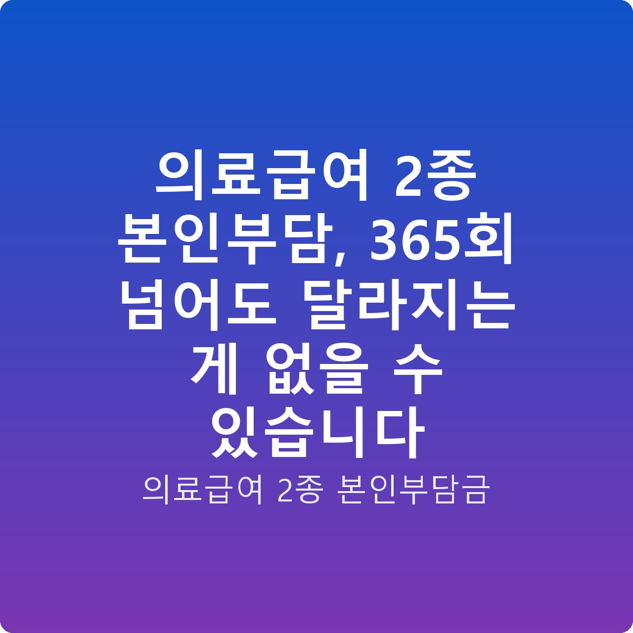 의료급여 2종 본인부담, 365회 넘어도 달라지는 게 없을 수 있습니다
