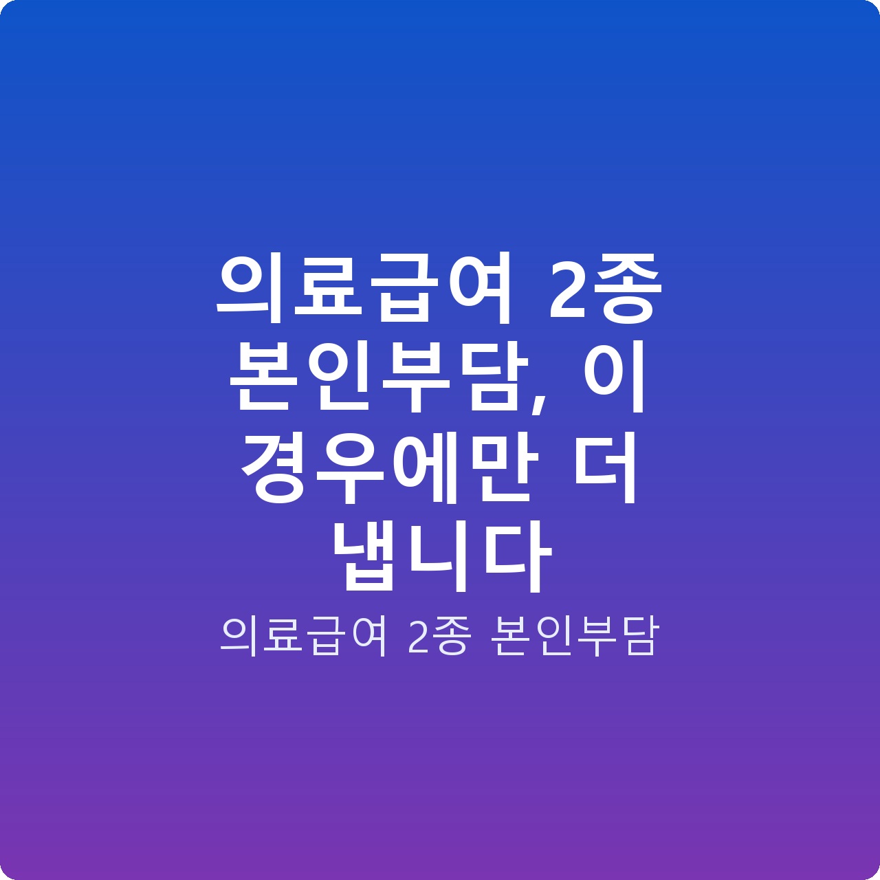 의료급여 2종 본인부담, 이 경우에만 더 냅니다