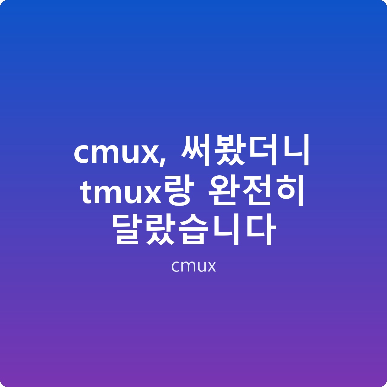 cmux, 써봤더니 tmux랑 완전히 달랐습니다