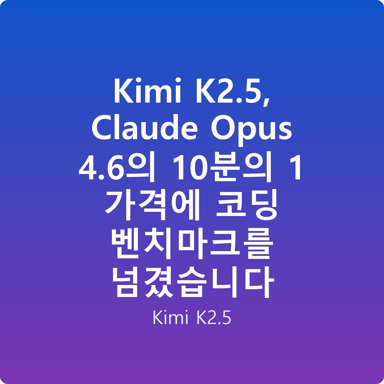 Kimi K2.5, Claude Opus 4.6의 10분의 1 가격에 코딩 벤치마크를 넘겼습니다